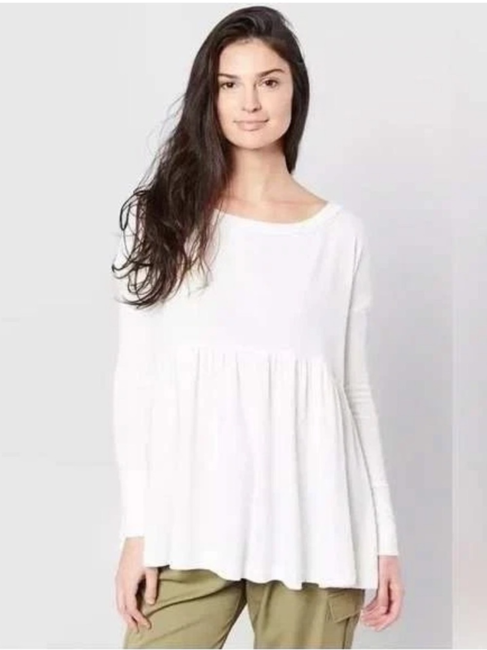 Mustard Seed baby doll White Peplum Long-Sleeve Tunic